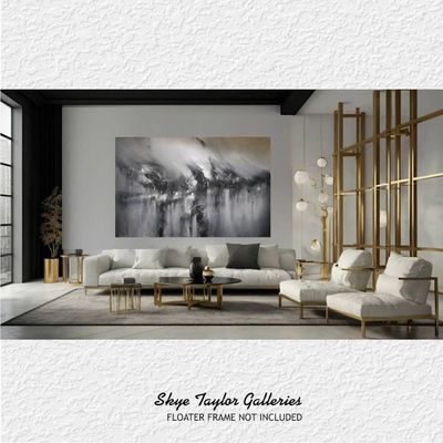 Alternate image for Eclipsed Reverie – Oversized Unstretched Original 72 x 46 Monochromatic Abstract Canvas Painting by Skye Taylor