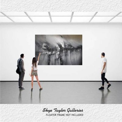 Alternate image for Eclipsed Reverie – Oversized Unstretched Original 72 x 46 Monochromatic Abstract Canvas Painting by Skye Taylor