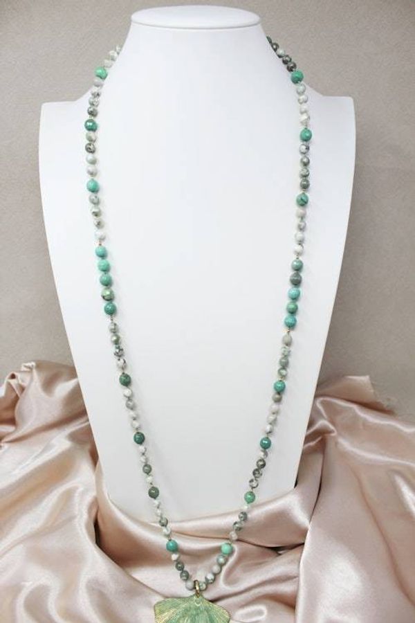 Alternate image for Harmony Jasper and Peruvian Opal Ginkgo Statement Necklace