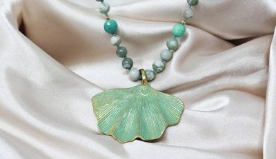Alternate image for Harmony Jasper and Peruvian Opal Ginkgo Statement Necklace