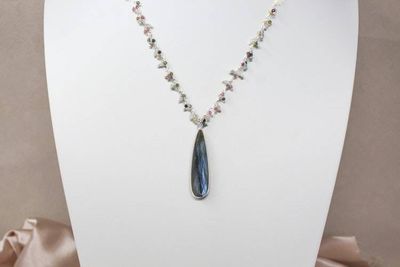 Alternate image for Tourmaline Dangle Chain and Labradorite Necklace