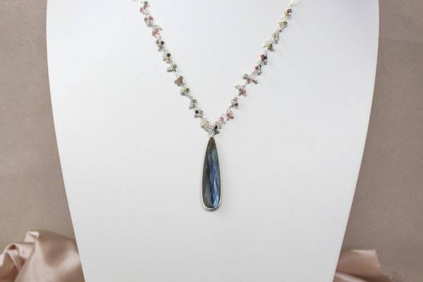 Alternate image for Tourmaline Dangle Chain and Labradorite Necklace