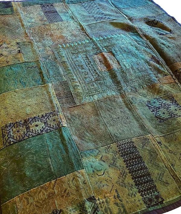 Alternate image for Rustic Green Guatemalan Huipile Throw Blanket