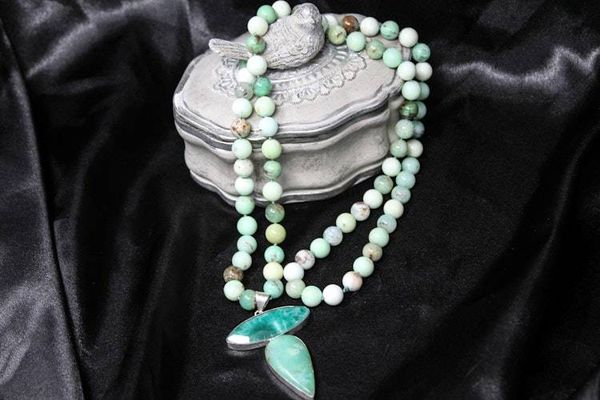 Alternate image for Australian Chrysoprase and Green Opal Statement Necklace