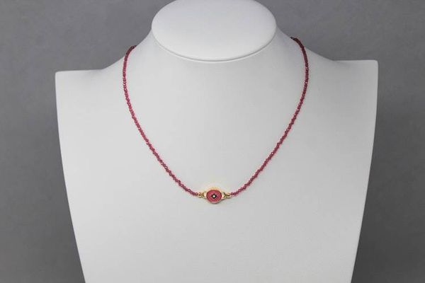 Alternate image for Pink Tourmaline Enamel Northern Star Necklace