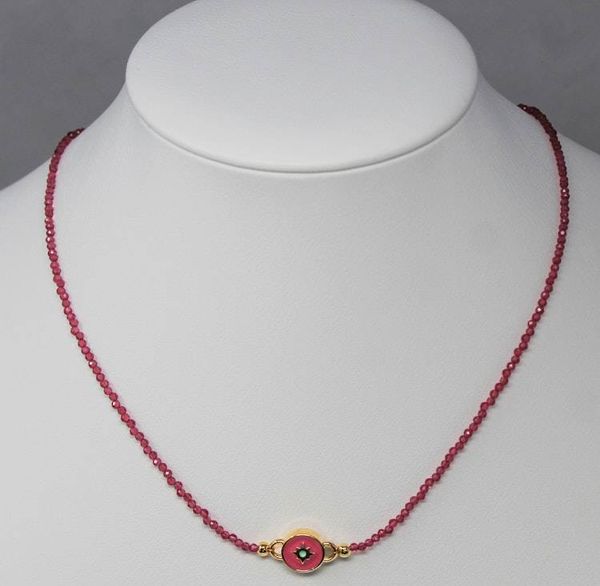 Alternate image for Pink Tourmaline Enamel Northern Star Necklace