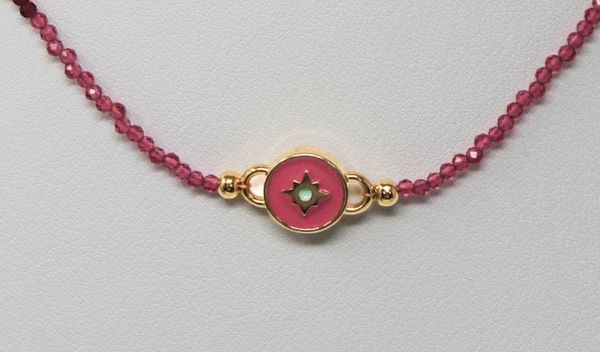 Alternate image for Pink Tourmaline Enamel Northern Star Necklace