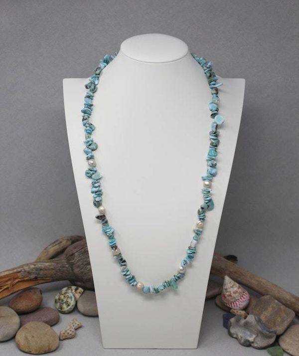 Alternate image for Larimar and Pearl Statement Necklace
