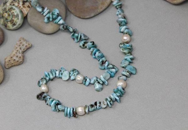 Alternate image for Larimar and Pearl Statement Necklace