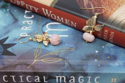 Alternate image for Floral Pink Peruvian Opal Earrings