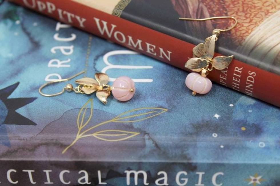 Floral Pink Peruvian Opal Earrings