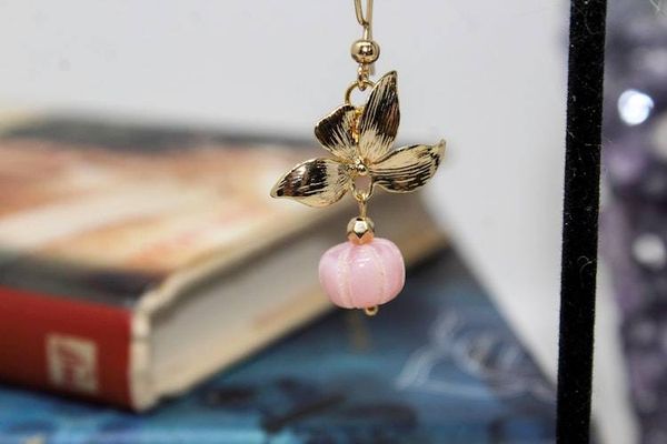 Alternate image for Floral Pink Peruvian Opal Earrings