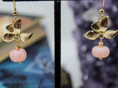 Alternate image for Floral Pink Peruvian Opal Earrings