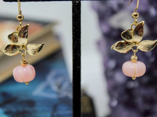 Alternate image for Floral Pink Peruvian Opal Earrings