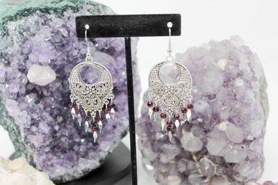 Alternate image for Boho Garnet Fringe Earrings
