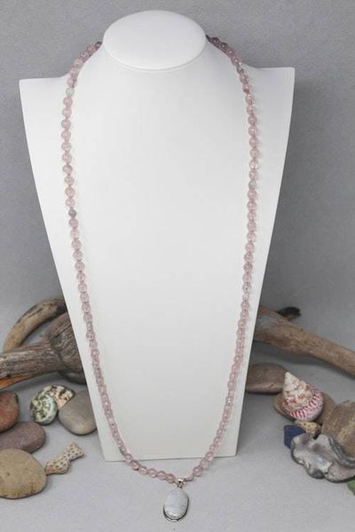 Alternate image for Mozambique Rose Quartz and Moonstone Statement Necklace