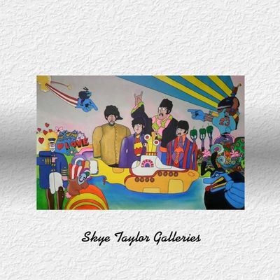 Alternate image for Retro Beatles Submarine Painting - Original Acrylic - 60s Anime - 72 x 48 - Skye Taylor