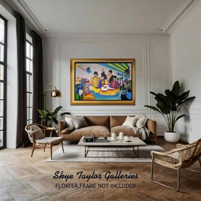 Alternate image for Retro Beatles Submarine Painting - Original Acrylic - 60s Anime - 72 x 48 - Skye Taylor