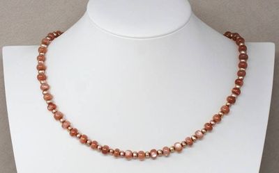Alternate image for Peach Moonstone and Blush Freshwater Pearl Necklace