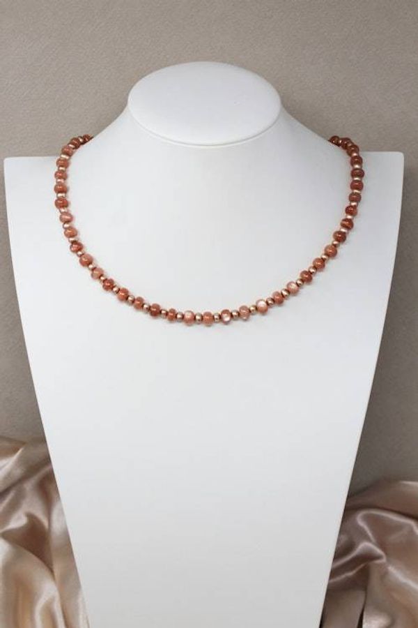 Alternate image for Peach Moonstone and Blush Freshwater Pearl Necklace