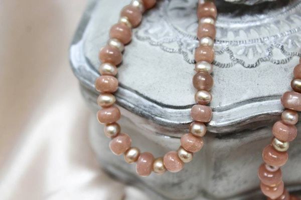 Alternate image for Peach Moonstone and Blush Freshwater Pearl Necklace