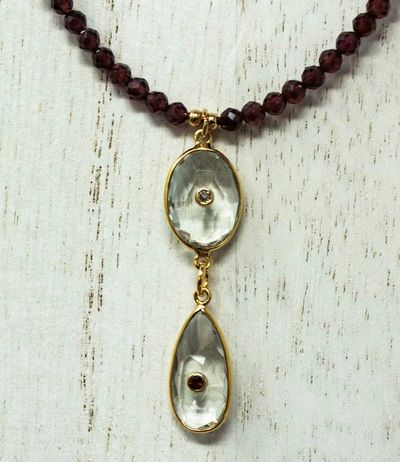 Alternate image for Faceted Garnet and Prasiolite Inlayed Necklace