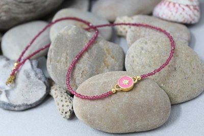 Alternate image for Pink Tourmaline Enamel Northern Star Necklace