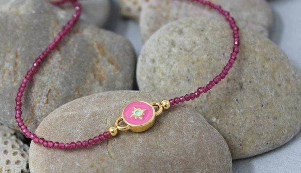 Alternate image for Pink Tourmaline Enamel Northern Star Necklace