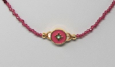 Alternate image for Pink Tourmaline Enamel Northern Star Necklace