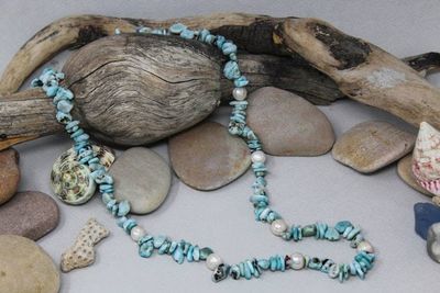 Alternate image for Larimar and Pearl Statement Necklace