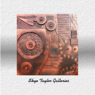 Alternate image for Copperline No. 2 – 30 x 30 x 4 Extra Deep Metallic Copper Steampunk 3D Wall Sculpture by Skye Taylor