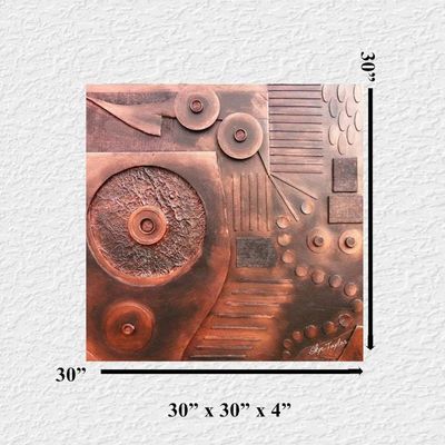 Alternate image for Copperline No. 2 – 30 x 30 x 4 Extra Deep Metallic Copper Steampunk 3D Wall Sculpture by Skye Taylor