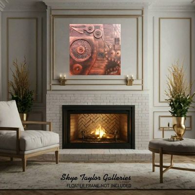 Alternate image for Copperline No. 2 – 30 x 30 x 4 Extra Deep Metallic Copper Steampunk 3D Wall Sculpture by Skye Taylor