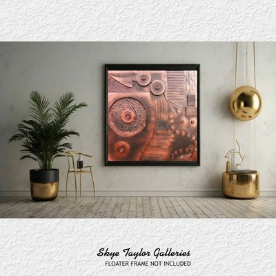 Alternate image for Copperline No. 2 – 30 x 30 x 4 Extra Deep Metallic Copper Steampunk 3D Wall Sculpture by Skye Taylor