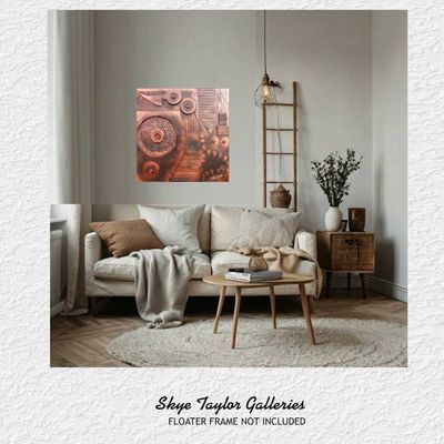 Alternate image for Copperline No. 2 – 30 x 30 x 4 Extra Deep Metallic Copper Steampunk 3D Wall Sculpture by Skye Taylor