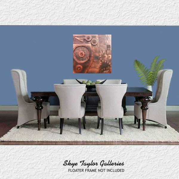 Alternate image for Copperline No. 2 – 30 x 30 x 4 Extra Deep Metallic Copper Steampunk 3D Wall Sculpture by Skye Taylor