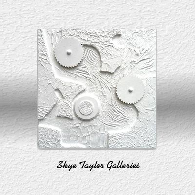 Alternate image for Tesla in White – 30 x 30 x 4 Extra Deep 3D Dimensional Textured Wall Sculpture by Skye Taylor