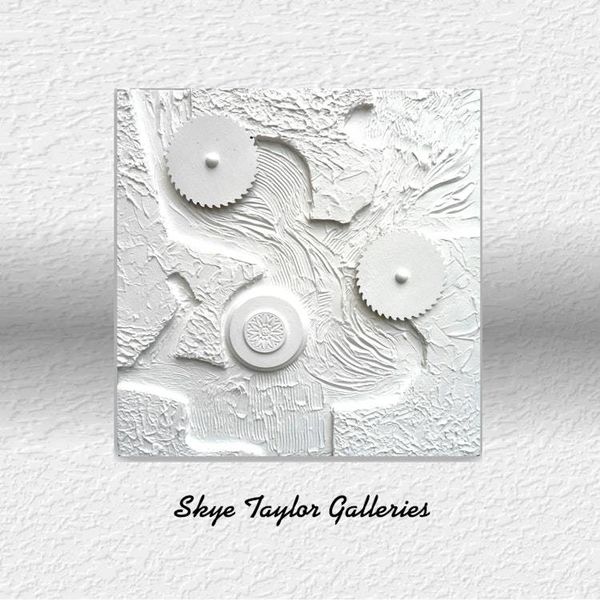 Alternate image for Tesla in White – 30 x 30 x 4 Extra Deep 3D Dimensional Textured Wall Sculpture by Skye Taylor