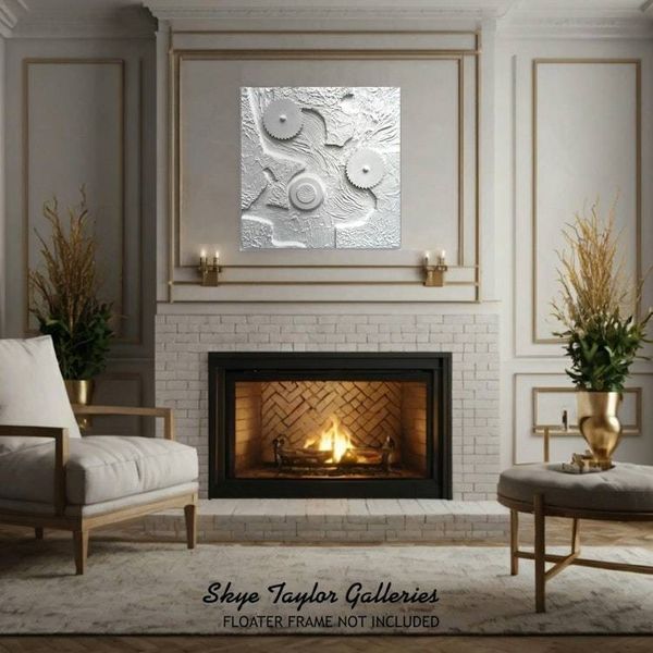 Alternate image for Tesla in White – 30 x 30 x 4 Extra Deep 3D Dimensional Textured Wall Sculpture by Skye Taylor