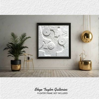 Alternate image for Tesla in White – 30 x 30 x 4 Extra Deep 3D Dimensional Textured Wall Sculpture by Skye Taylor