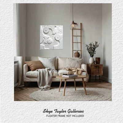 Alternate image for Tesla in White – 30 x 30 x 4 Extra Deep 3D Dimensional Textured Wall Sculpture by Skye Taylor
