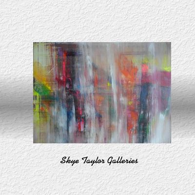 Alternate image for Laughter in the Rain – Large Original 40 x 30 Squeegee Abstract Canvas Painting by Skye Taylor (Gerhard Richter Style)