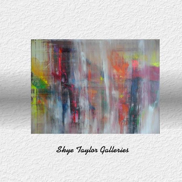 Alternate image for Laughter in the Rain – Large Original 40 x 30 Squeegee Abstract Canvas Painting by Skye Taylor (Gerhard Richter Style)