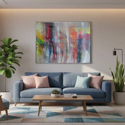 Alternate image for Laughter in the Rain – Large Original 40 x 30 Squeegee Abstract Canvas Painting by Skye Taylor (Gerhard Richter Style)