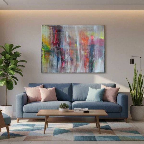 Alternate image for Laughter in the Rain – Large Original 40 x 30 Squeegee Abstract Canvas Painting by Skye Taylor (Gerhard Richter Style)