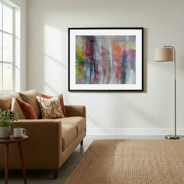 Alternate image for Laughter in the Rain – Large Original 40 x 30 Squeegee Abstract Canvas Painting by Skye Taylor (Gerhard Richter Style)
