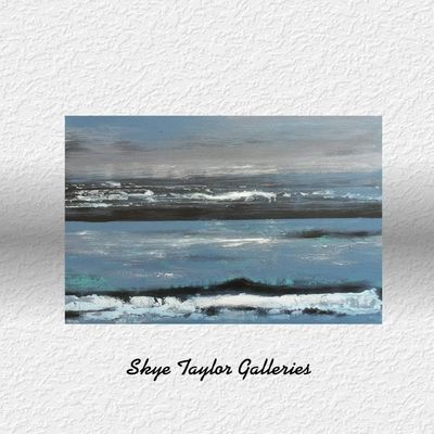 Alternate image for Paradise In The Mind – Original 36 x 24 Atmospheric Blue Seascape Abstract Canvas Painting by Skye Taylor