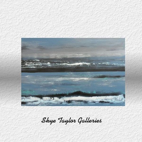 Alternate image for Paradise In The Mind – Original 36 x 24 Atmospheric Blue Seascape Abstract Canvas Painting by Skye Taylor