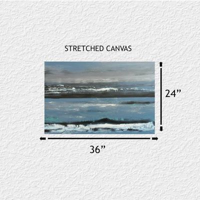 Alternate image for Paradise In The Mind – Original 36 x 24 Atmospheric Blue Seascape Abstract Canvas Painting by Skye Taylor
