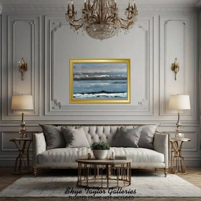 Alternate image for Paradise In The Mind – Original 36 x 24 Atmospheric Blue Seascape Abstract Canvas Painting by Skye Taylor